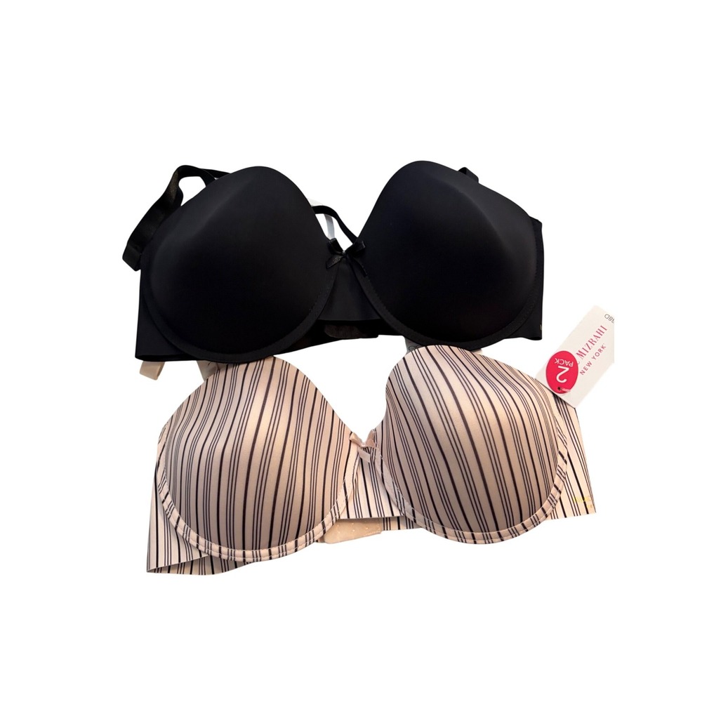 Isaac Mizrahi New York 2 Pack‎ Multi-Way Bras Black Pink Stripe 38D